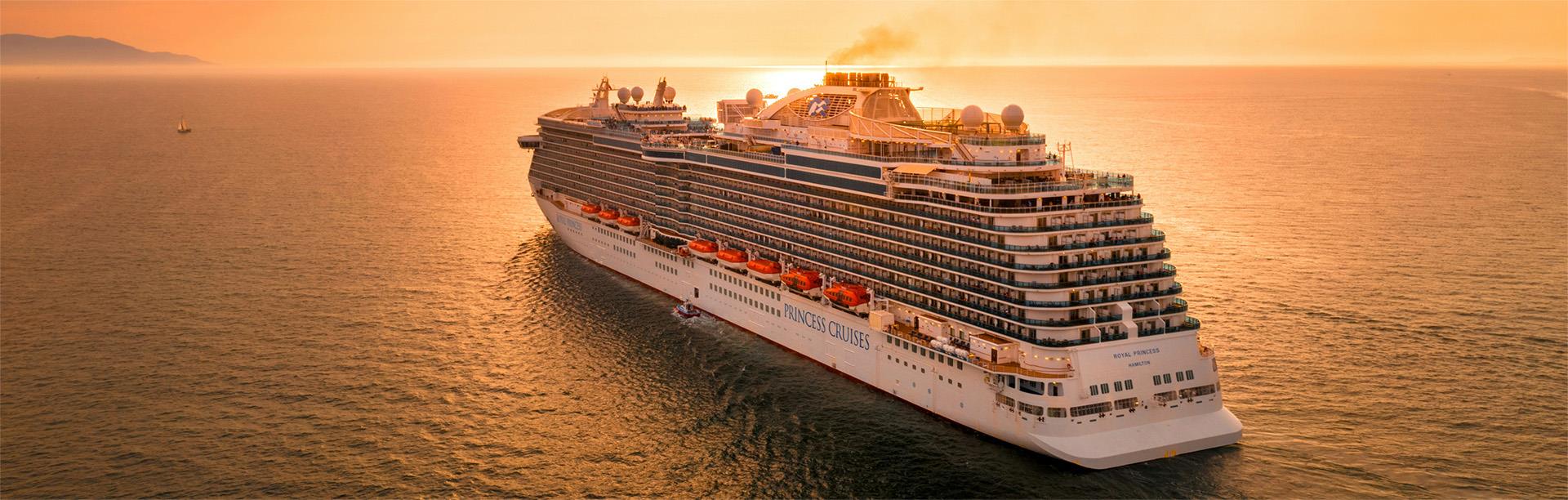 Cruise ship at sunset